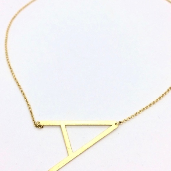 3/$30 LETTER A INITIAL SIDEWAYS GOLD TONE NECKLACE - Picture 10 of 10